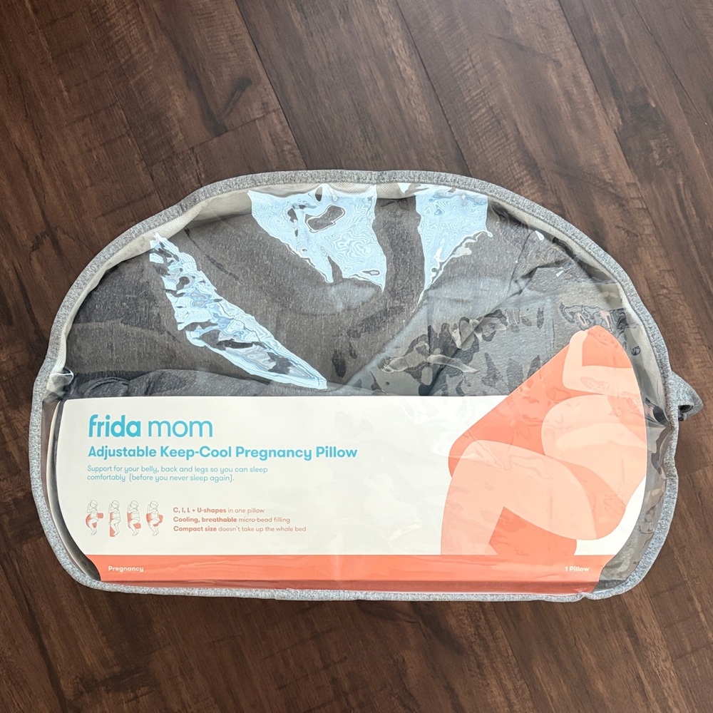 Frida Mom Gray Adjustable Keep-Cool Pregnancy Pillow